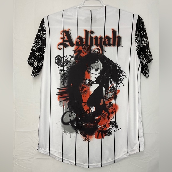 NWOT Unisex Aaliyah Princess of R&B White & Black Short Sleeve Jersey Small - Picture 4 of 5